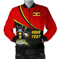 FUNSTUFFPRINT Uganda Personalised Men's Bomber Jacket - National Flag - 3D Bomber Jacket