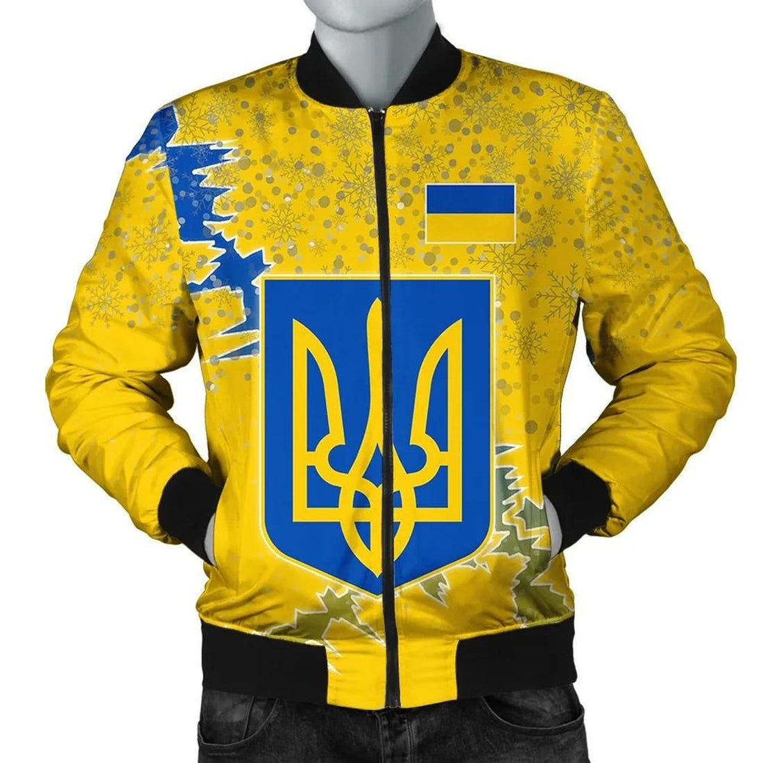FUNSTUFFPRINT Ukraine Christmas Coat Of Arms Men Bomber Jacket Style 3D Bomber Jacket