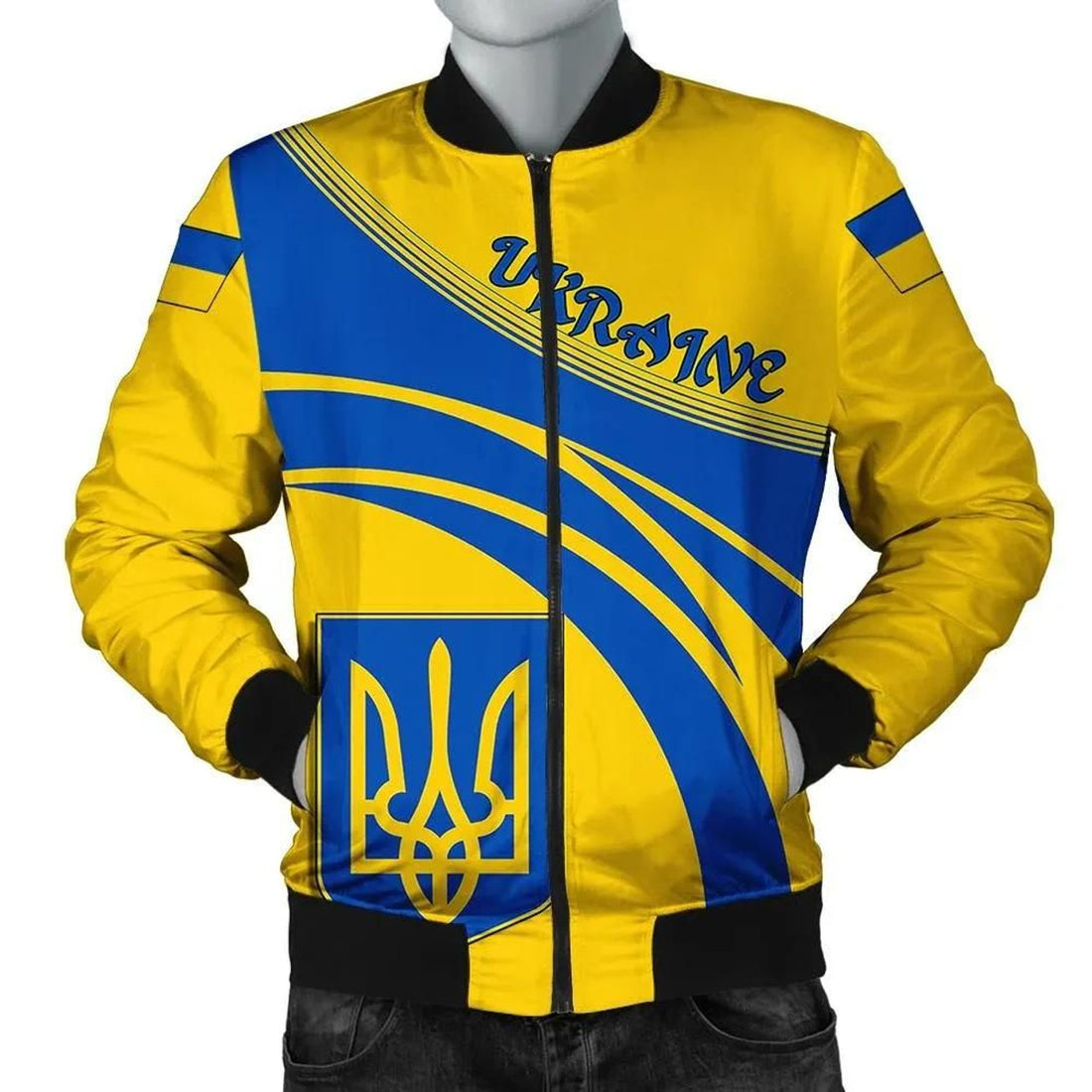FUNSTUFFPRINT Ukraine Coat Of Arms Men Bomber Jacket Cricket W 3D Bomber Jacket