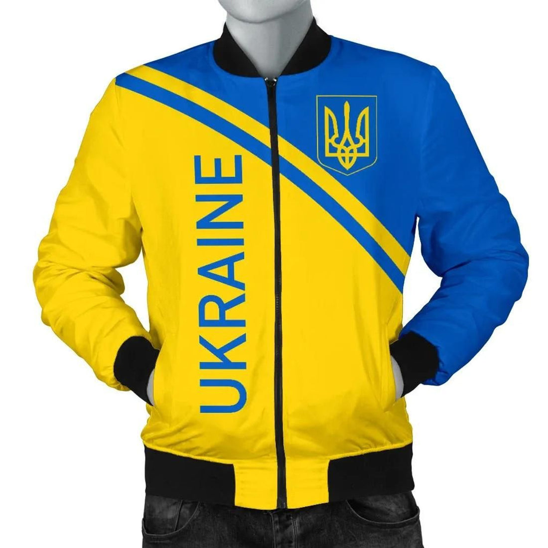 FUNSTUFFPRINT Ukraine Men's Bomber Jacket - Curve Version - 3D Bomber Jacket
