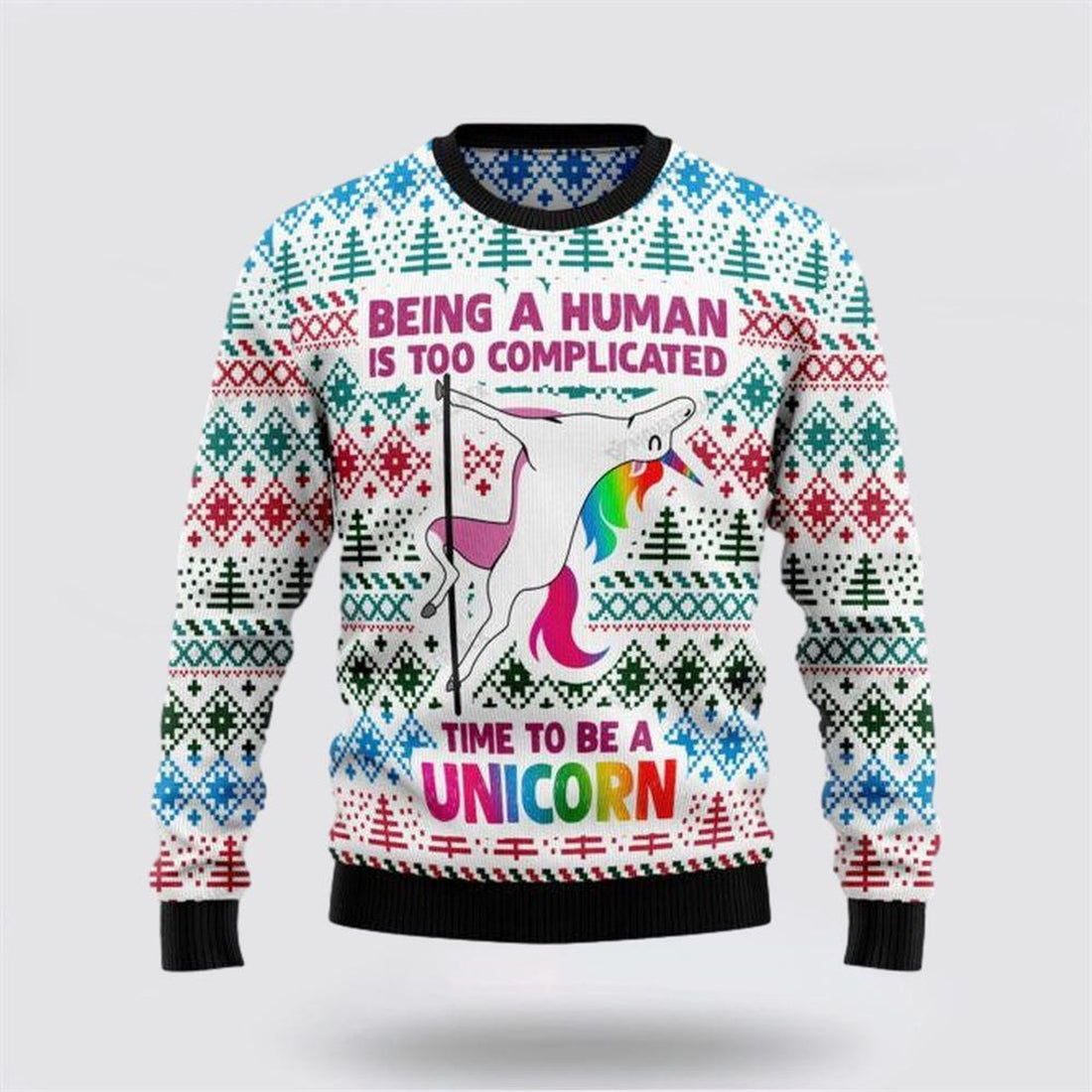 FUNSTUFFPRINT Unicorn Be A Unicorn Ugly Christmas Sweater – Christmas Gift For Frends Ugly  Sweater