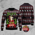 FUNSTUFFPRINT Unicorn Believe In The Magic Ugly Christmas Sweater, Christmas Sweater, Ugly Sweater, Funny Xmas Sweaters Ugly Sweater