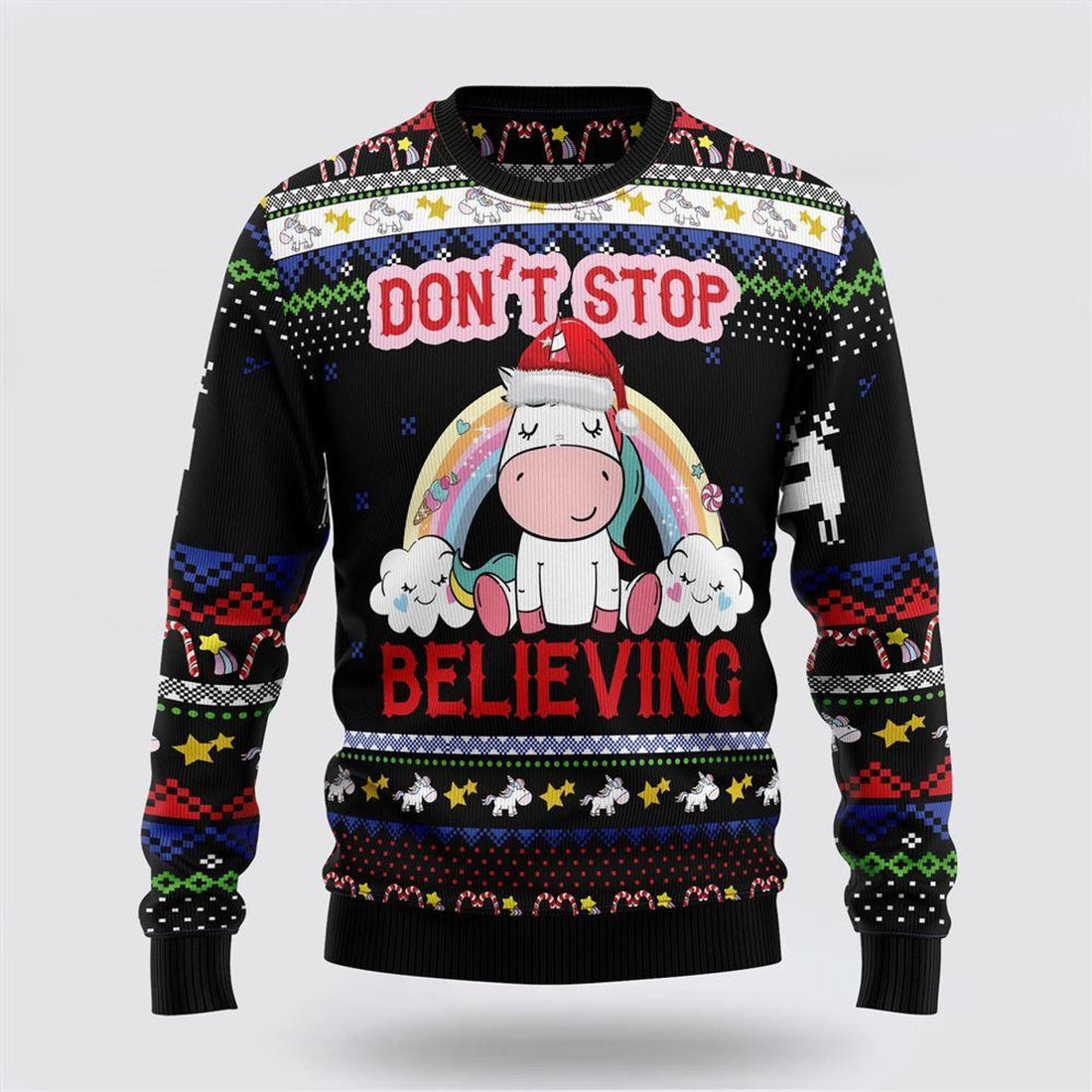 FUNSTUFFPRINT Unicorn Believing Christmas Ugly Christmas Sweater – Best Gift For Christmas Ugly  Sweater