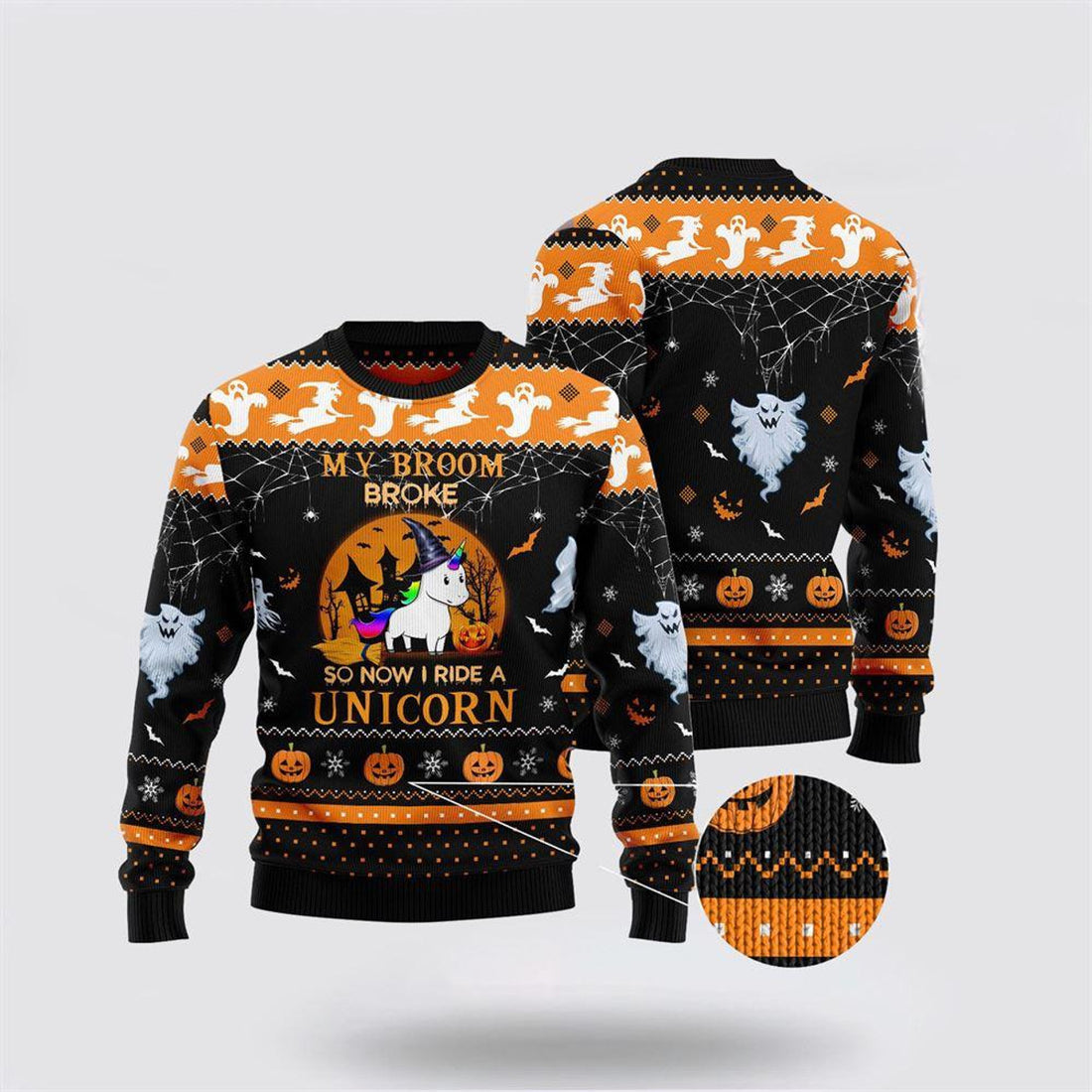 FUNSTUFFPRINT Unicorn Broom Ugly Christmas Sweater – Best Gift For Christmas Ugly  Sweater