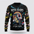 FUNSTUFFPRINT Unicorn Dinosaur Unicorn Ride Hard Ugly Christmas Sweater – Christmas Gift For Frends Ugly  Sweater