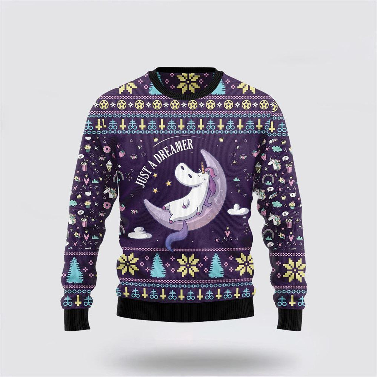 FUNSTUFFPRINT Unicorn Dreamer Funny Family Ugly Christmas Holiday Sweater – Best Gift For Christmas Ugly  Sweater