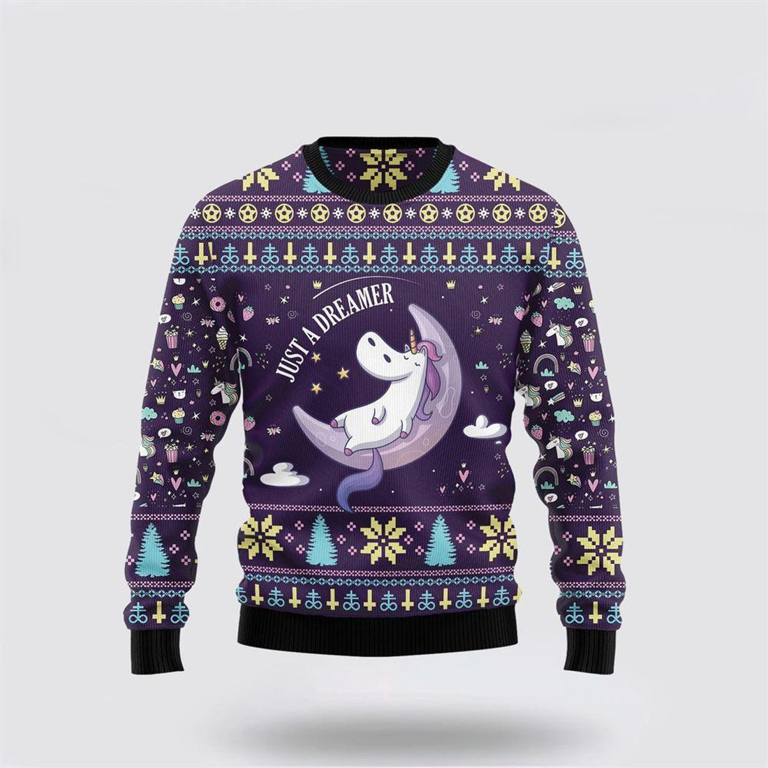 FUNSTUFFPRINT Unicorn Dreamer Funny Family Ugly Christmas Holiday Sweater – Best Gift For Christmas Ugly  Sweater