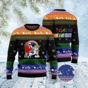 FUNSTUFFPRINT Unicorn Lgbt Ugly Christmas Sweater, Christmas Sweater, Ugly Sweater, Funny Xmas Sweaters Ugly Sweater