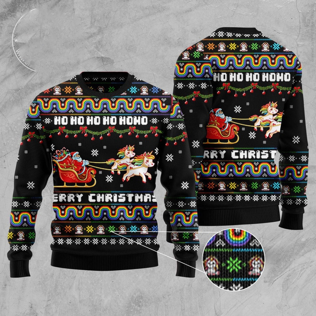 FUNSTUFFPRINT Unicorn Merry Christmas Ugly Christmas Sweater, Christmas Sweater, Ugly Sweater, Funny Xmas Sweaters Ugly Sweater