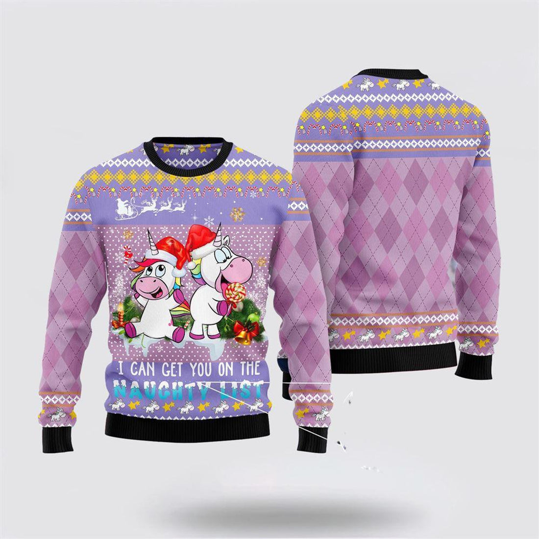 FUNSTUFFPRINT Unicorn Naughty List Ugly Christmas Sweater – Best Gift For Christmas Ugly  Sweater