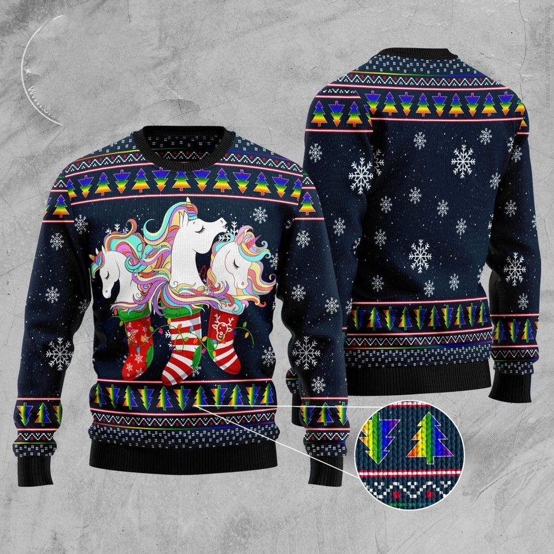 FUNSTUFFPRINT Unicorn Socks Xmas Ugly Christmas Sweater, Christmas Sweater, Ugly Sweater, Funny Xmas Sweaters Ugly Sweater