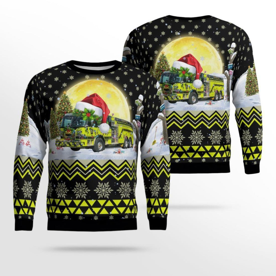 FUNSTUFFPRINT Unique Church Hill Volunteer Fire Co 3D Ugly Christmas Sweater – Christmas Gifts For Firefighters Ugly  Sweater