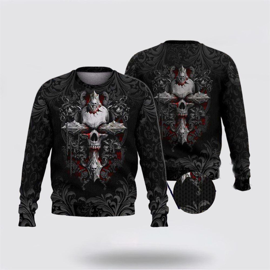 FUNSTUFFPRINT Unique Cross Inside My Skull Ugly Christmas Sweater – Christmas Gifts For Frends Ugly  Sweater