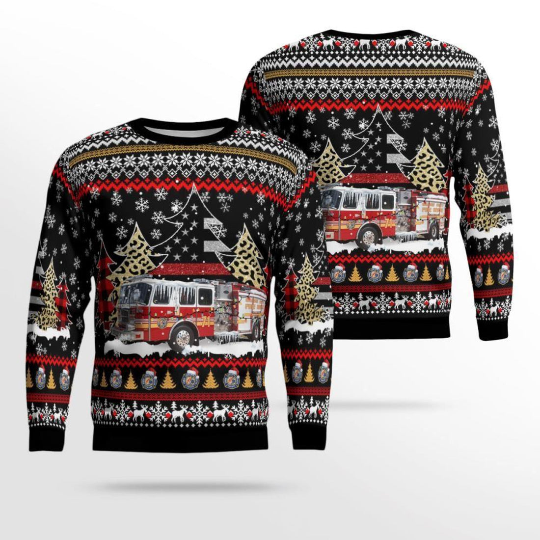 FUNSTUFFPRINT Unique Orange County Fire Rescue 3D Ugly Christmas Sweater – Christmas Gifts For Firefighters Ugly  Sweater