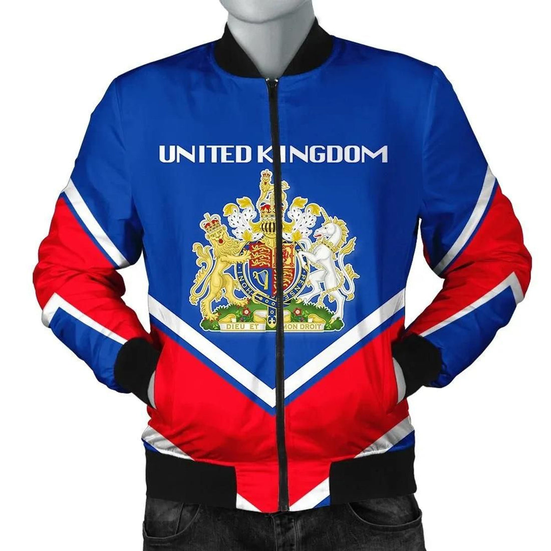 FUNSTUFFPRINT United Kingdom Coat Of Arms Men Bomber Jacket Lucian Style 3D Bomber Jacket