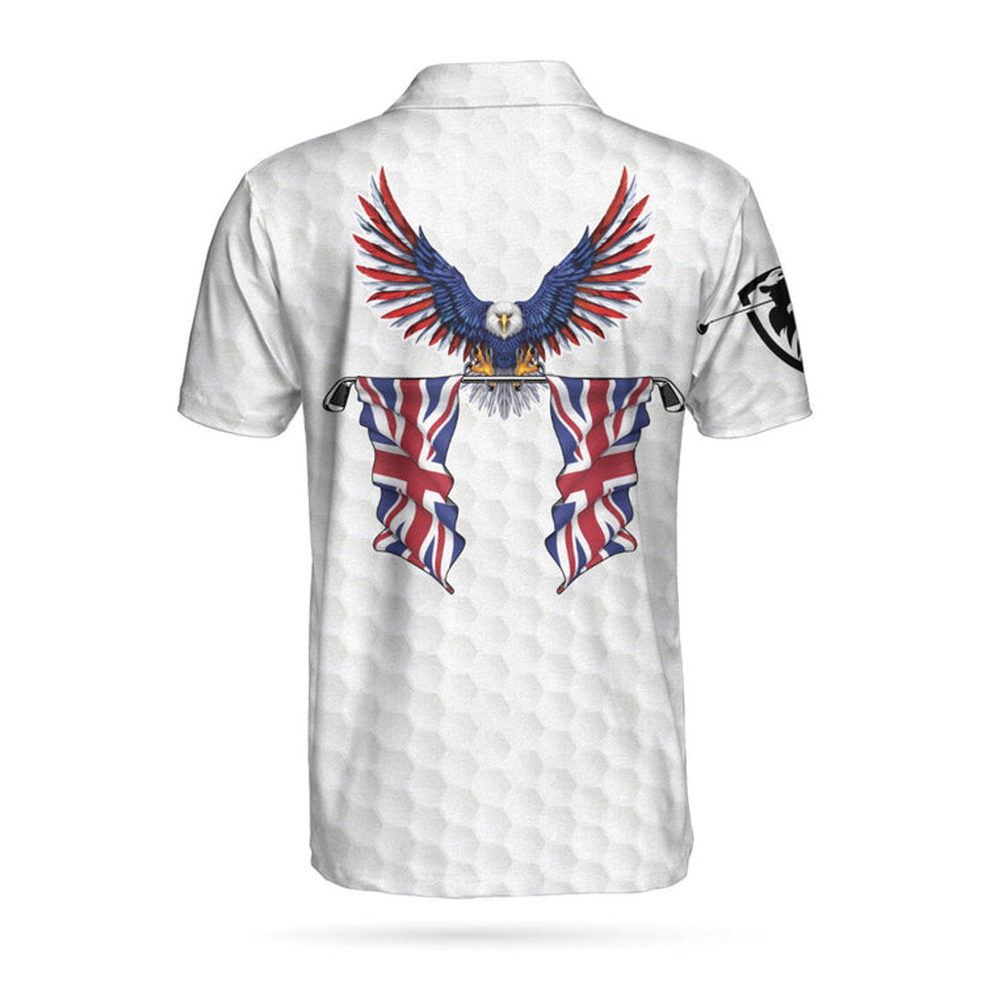 United Kingdom Eagle Flag Polo Shirt, Golf Pattern Ripped Great Britain Jack Polo Shirt, Uk Golf Shirt For Men