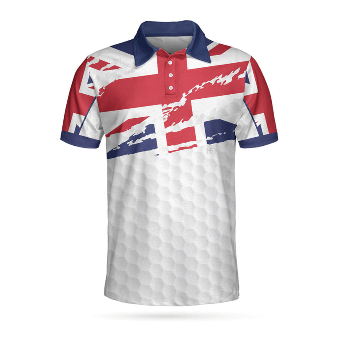 United Kingdom Flag Golf Texture Black Golfer Polo Shirt, Great Britain Jack Polo Shirt, Uk Golf Shirt For Men