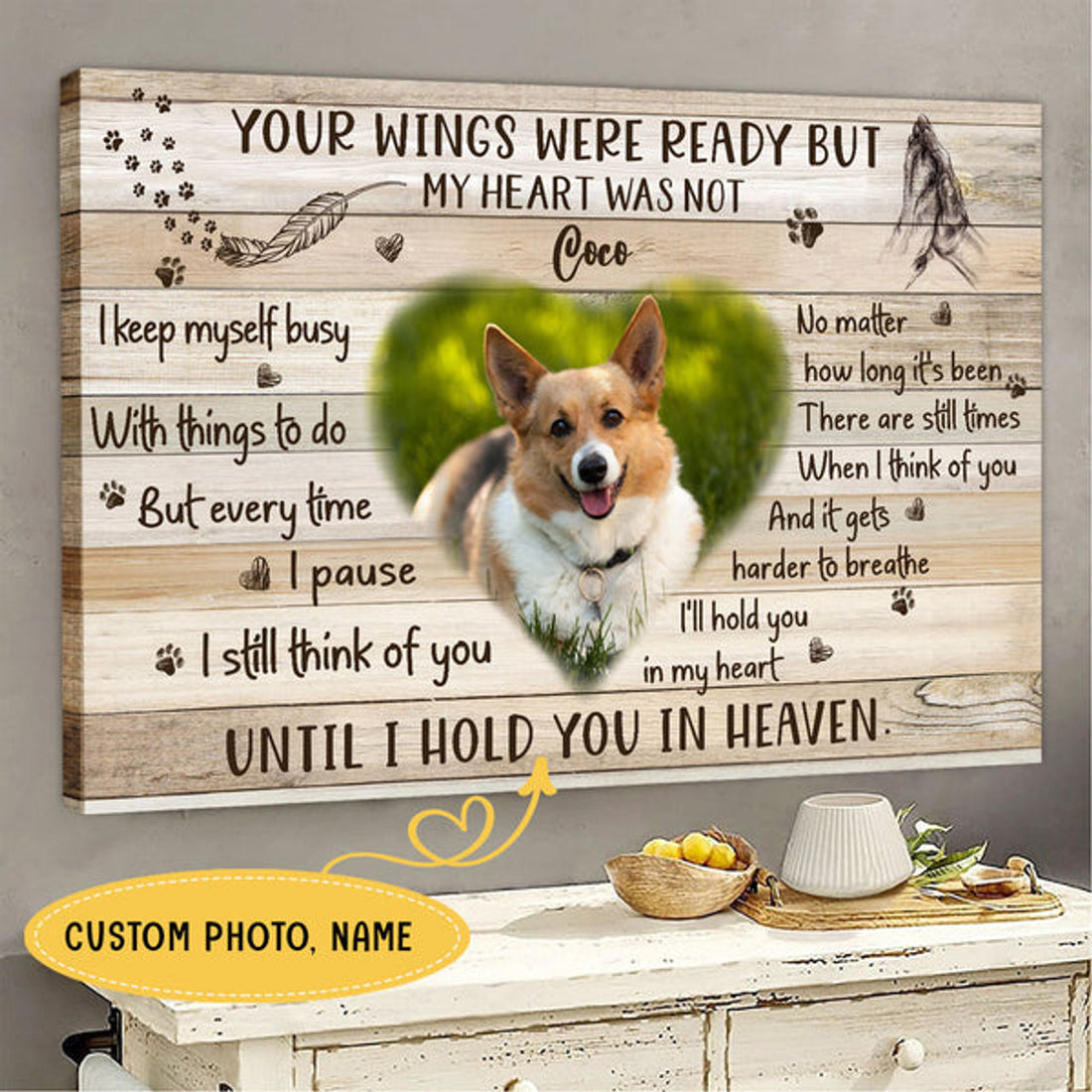 Until I Hold You In Heaven Personalized Pet Memorial Canvas Wall Art - Pet Memorial Gifts