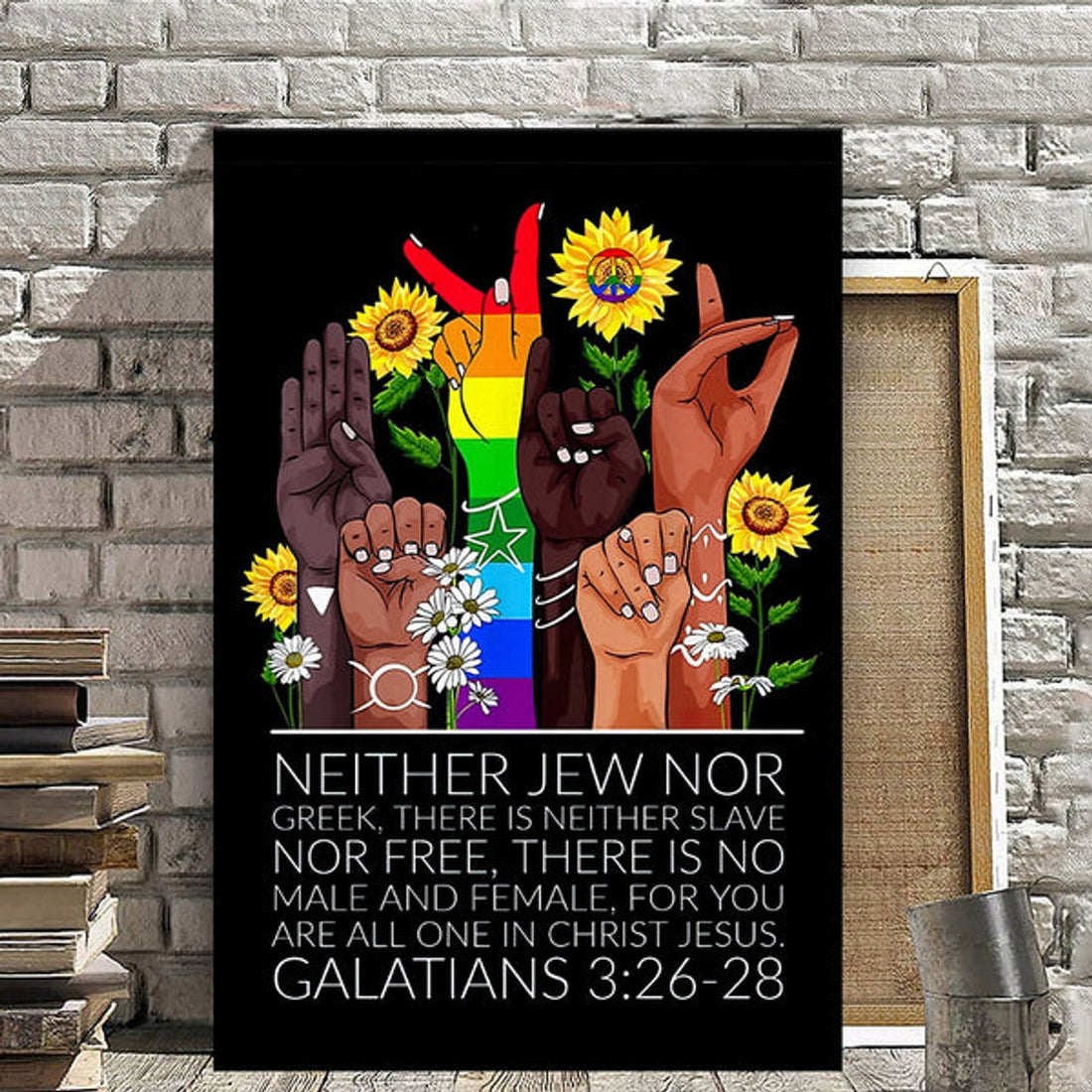Hand Color And Sunflower - Neither Jew Nor Greek - Galatians 3:26-28 - Christian Canvas Prints - Faith Canvas - Bible Verse Canvas 