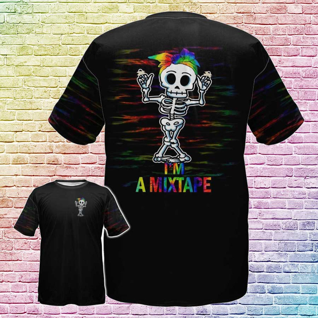 FUNSTUFFPRINT LGBT Skeleton T-Shirt, I'm A Mixtape 3D All Over Printed Shirts For LGBT Pride Month, Lesbian Shirt 3D T-shirt