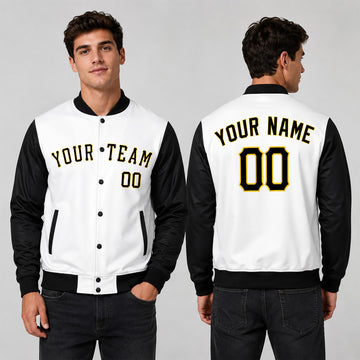 Personalized Pittsburgh Varsity Jacket – White Black Home Style, Custom Name & Number