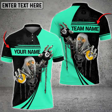 Custom Billiards Ball 8,9 Skull Colourful Personalized 3D Polo Shirt, Gift for Billiard Lovers, Skull Shirt