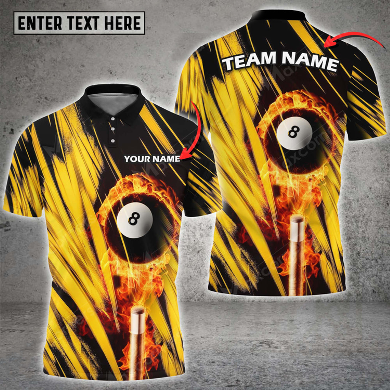 Custom Personalized Billiard 8 Ball Fire Player 3D Polo Shirt, Idea Gift for Pooler