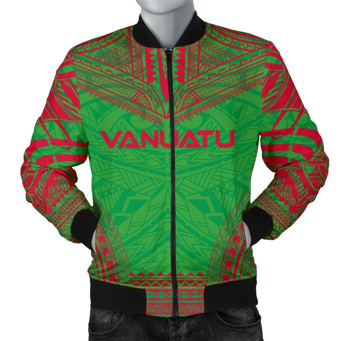 FUNSTUFFPRINT Vanuatu Flag Polynesian Chief Men's Bomber Jacket - 3D Bomber Jacket