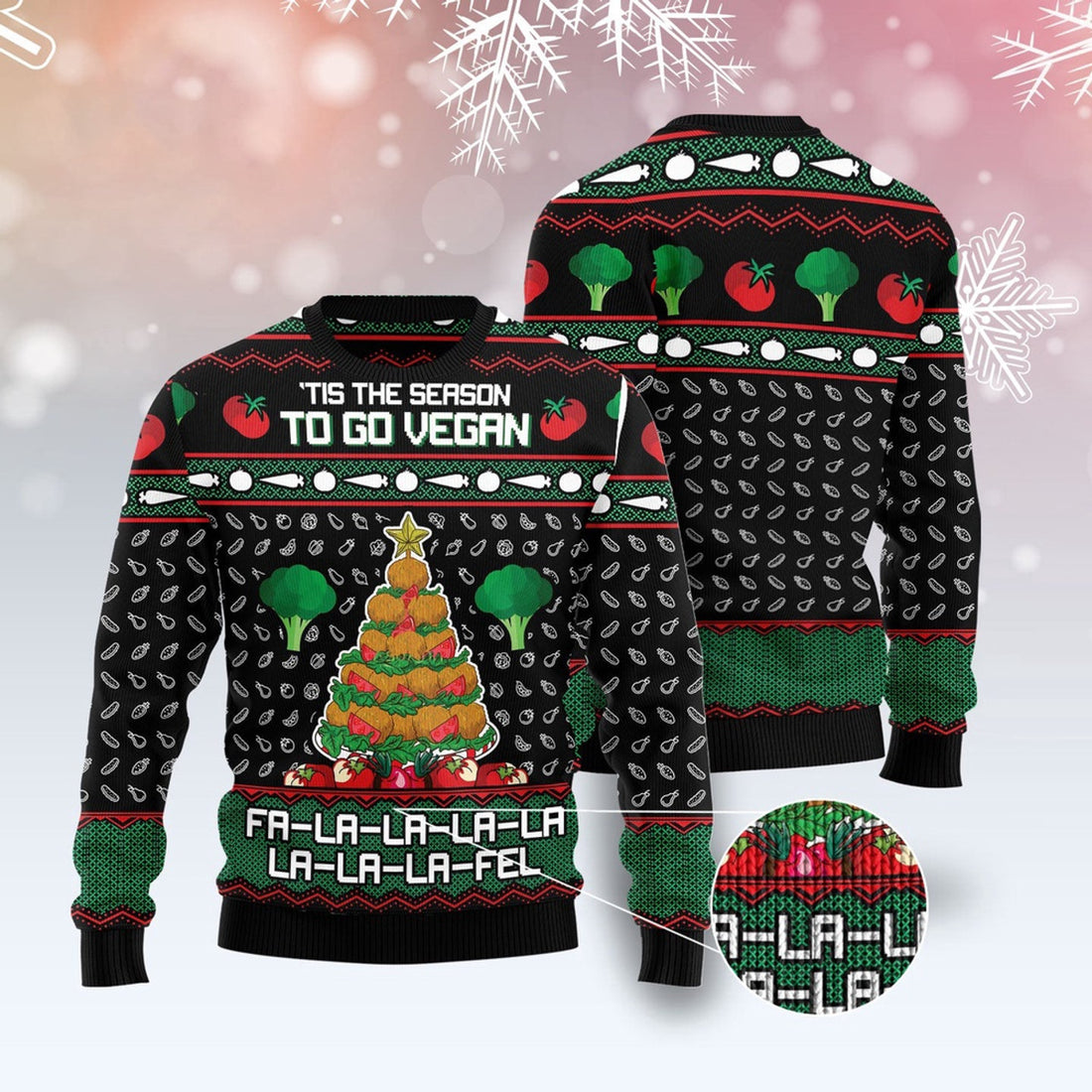 FUNSTUFFPRINT Vegan Christmas Ugly Christmas Sweater, Christmas Sweater, Ugly Sweater, Funny Xmas Sweaters Ugly Sweater