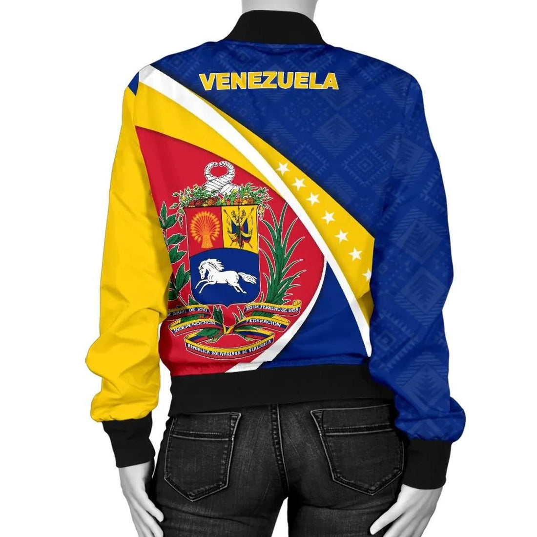 FUNSTUFFPRINT Venezuela Bomber Jacket, Venezuela Coat Of Arms Pattern Women 3D Bomber Jacket