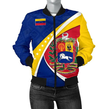 FUNSTUFFPRINT Venezuela Bomber Jacket, Venezuela Coat Of Arms Pattern Women 3D Bomber Jacket