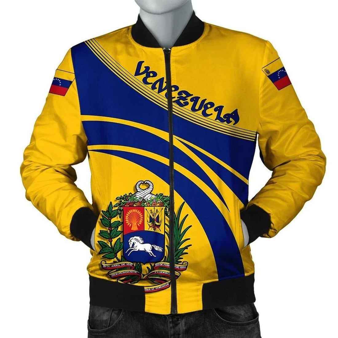 FUNSTUFFPRINT Venezuela Coat Of Arms Men Bomber Jacket Cricket W 3D Bomber Jacket