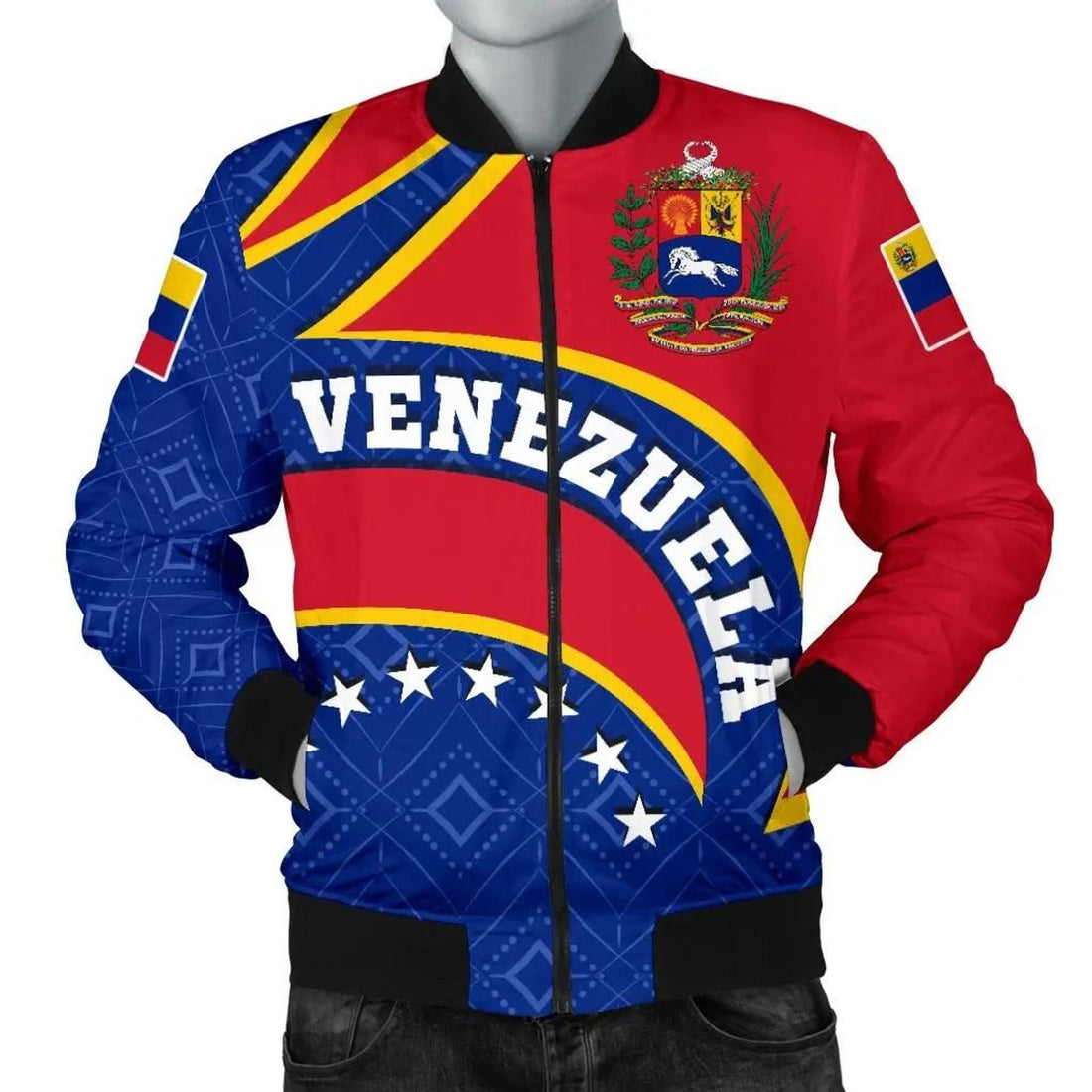 FUNSTUFFPRINT Venezuela Men's Bomber Jacket - Venezuela Coat Of Arms - 3D Bomber Jacket