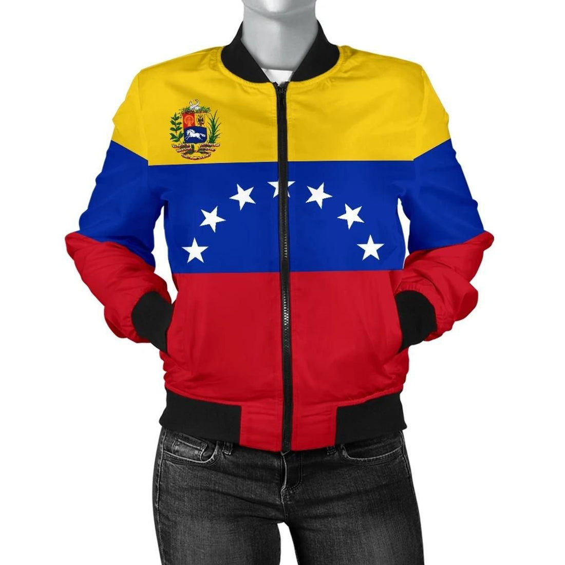 FUNSTUFFPRINT Venezuela Women's Bomber Jacket Flag 3D Bomber Jacket