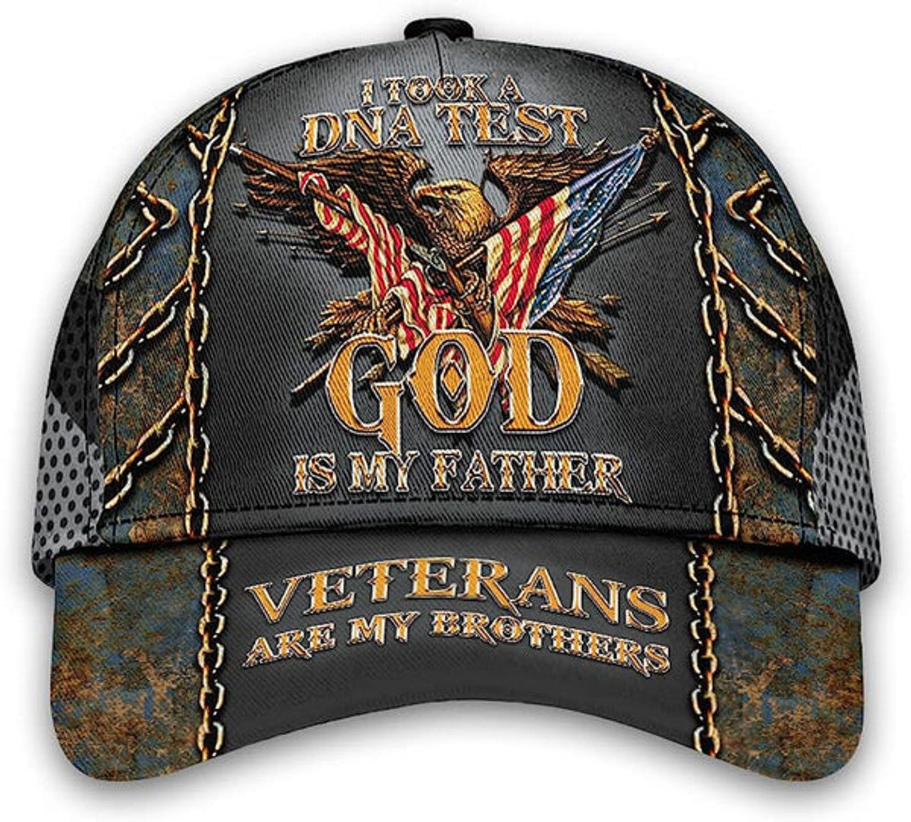 FUNSTUFFPRINT Veteran I Took A Dna Test And God Is My Father All Over Print Baseball Cap - Christian Hats For Men Women