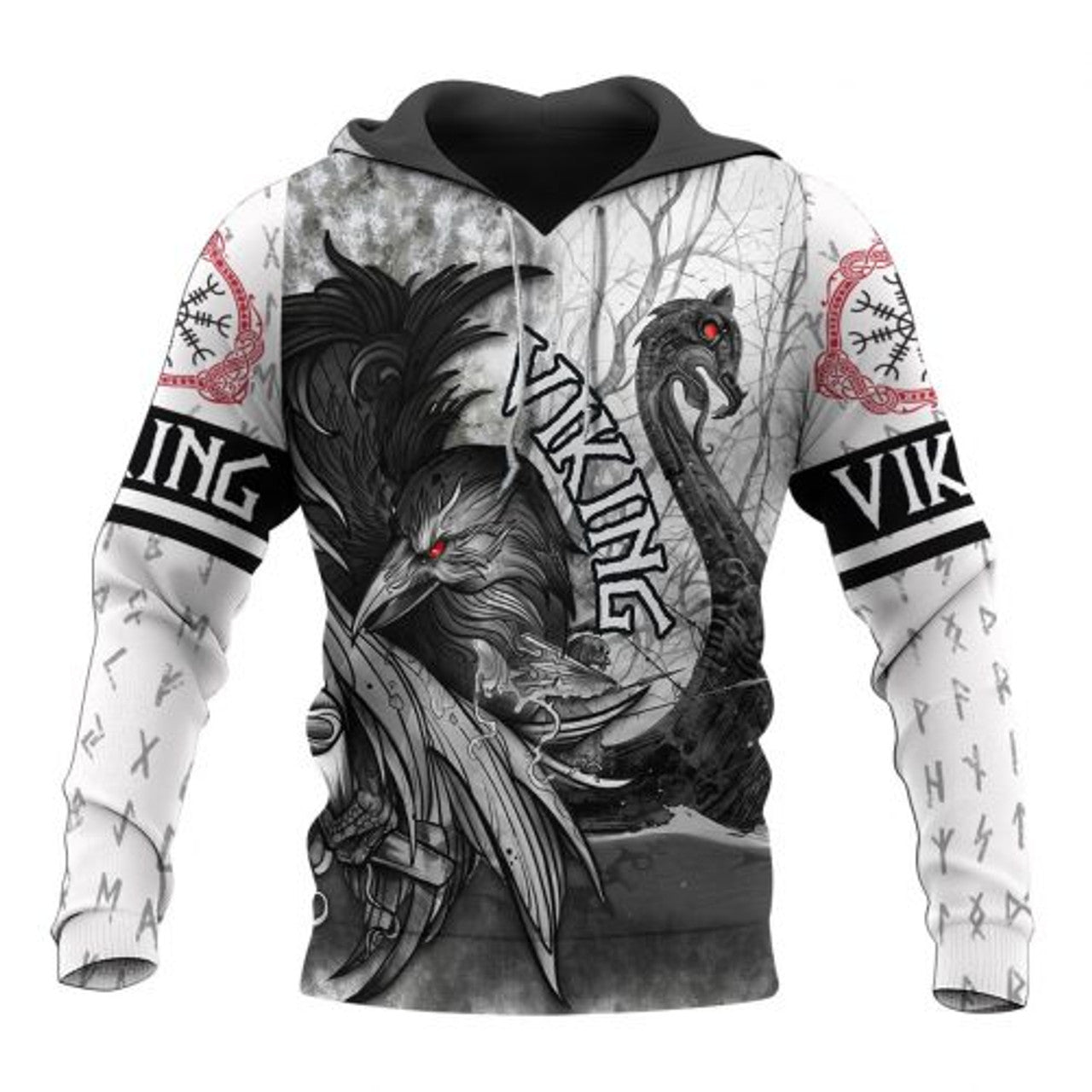FUNSTUFFPRINT Viking 3D Hoodie Raven And Drakkar 3D Hoodie and Zip Hoodie