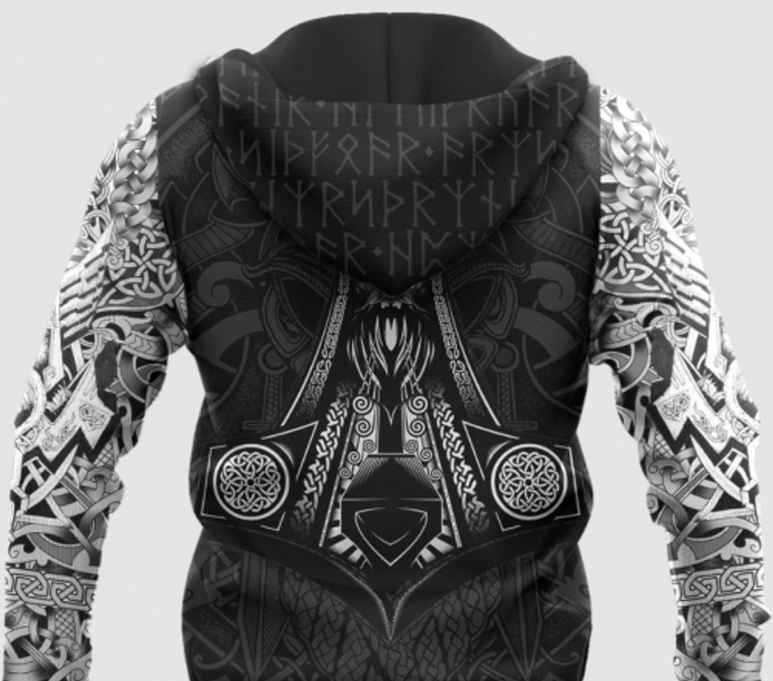 FUNSTUFFPRINT Viking 3D Hoodie Vikings Odin Tattoo 3D Hoodie and Zip Hoodie