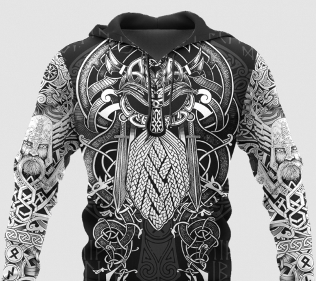 FUNSTUFFPRINT Viking 3D Hoodie Vikings Odin Tattoo 3D Hoodie and Zip Hoodie