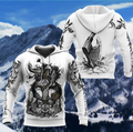 FUNSTUFFPRINT Viking 3D Hoodie Viking Warrior Brave White 3D Hoodie and Zip Hoodie