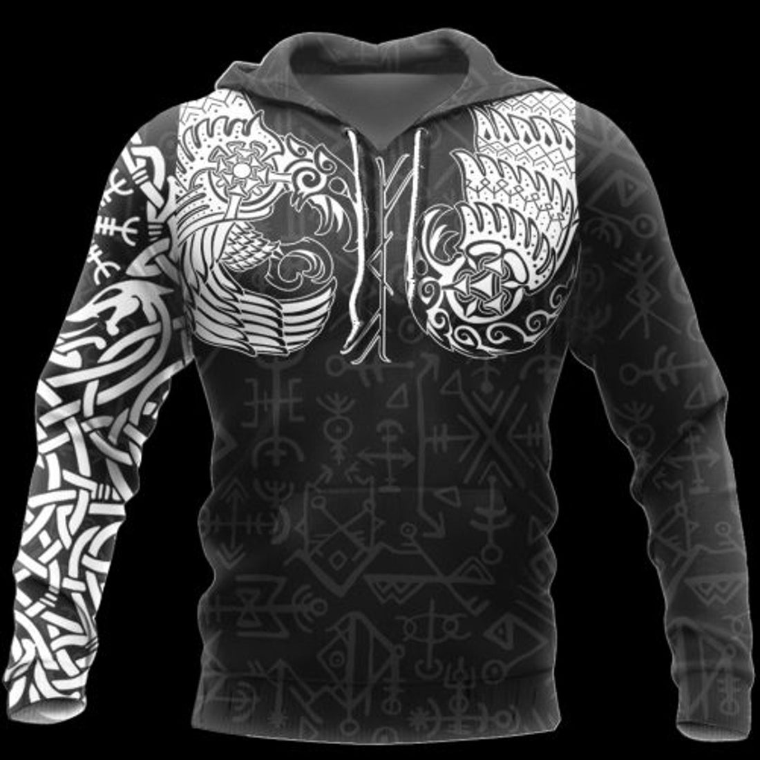 FUNSTUFFPRINT Viking Raven 3D Hoodie and Zip Hoodie