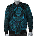 FUNSTUFFPRINT VikingStyle Bomber Jacket Raven Valknut Cyan 3D Bomber Jacket