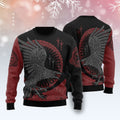 FUNSTUFFPRINT Viking Raven Ugly Christmas Sweater, Christmas Sweater, Ugly Sweater, Funny Xmas Sweaters Ugly Sweater