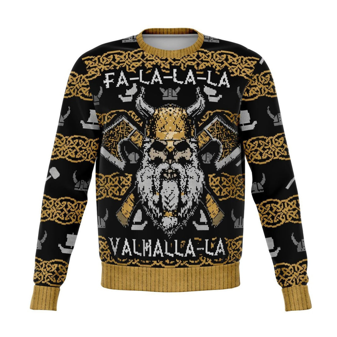 FUNSTUFFPRINT Viking Valhalla Christmas Ugly Sweater, Christmas Sweater, Ugly Sweater, Funny Xmas Sweaters Ugly Sweater