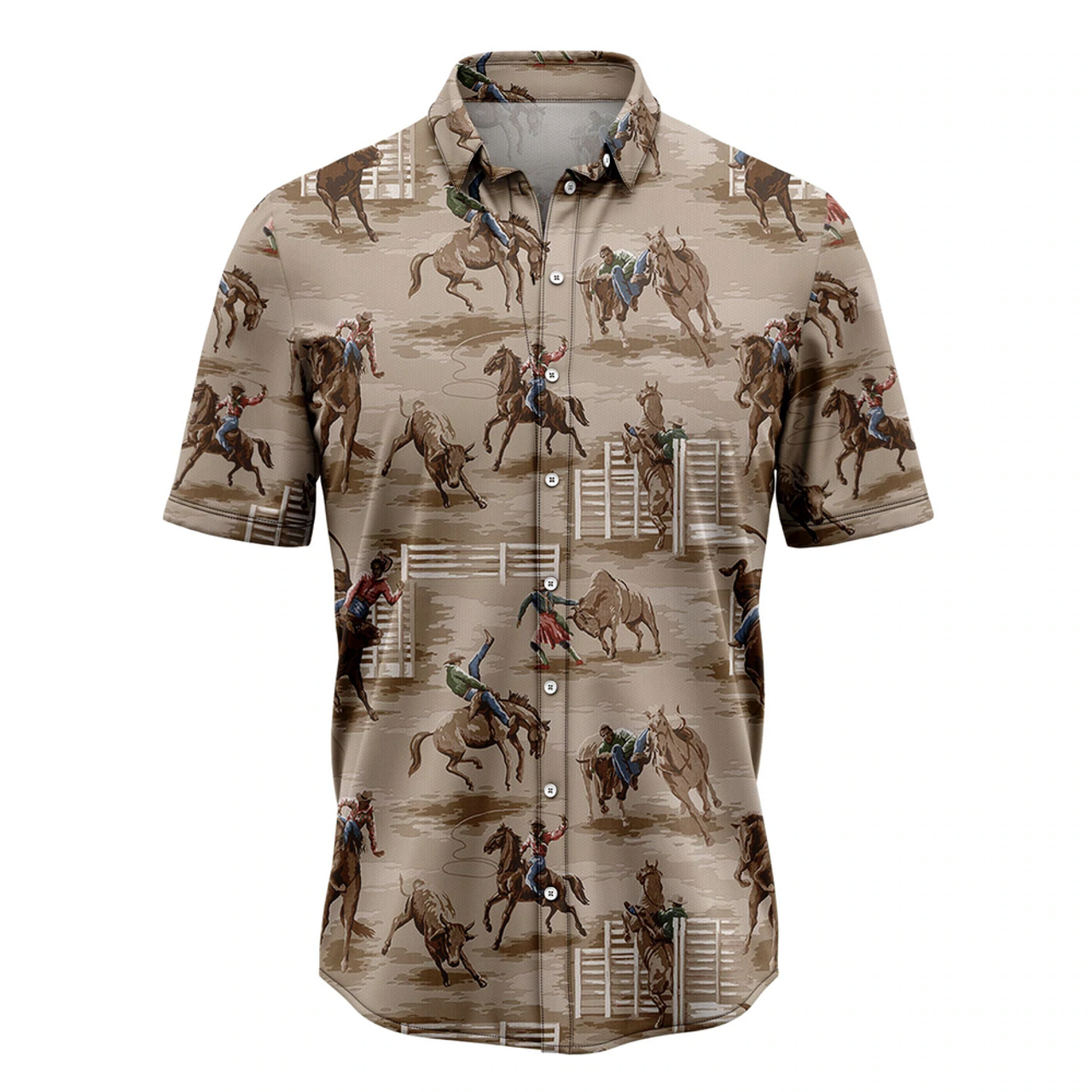 Vintage Cowboy Hawaiian Shirt, Summer Hawaiian Shirts for Men, Aloha Beach Shirt