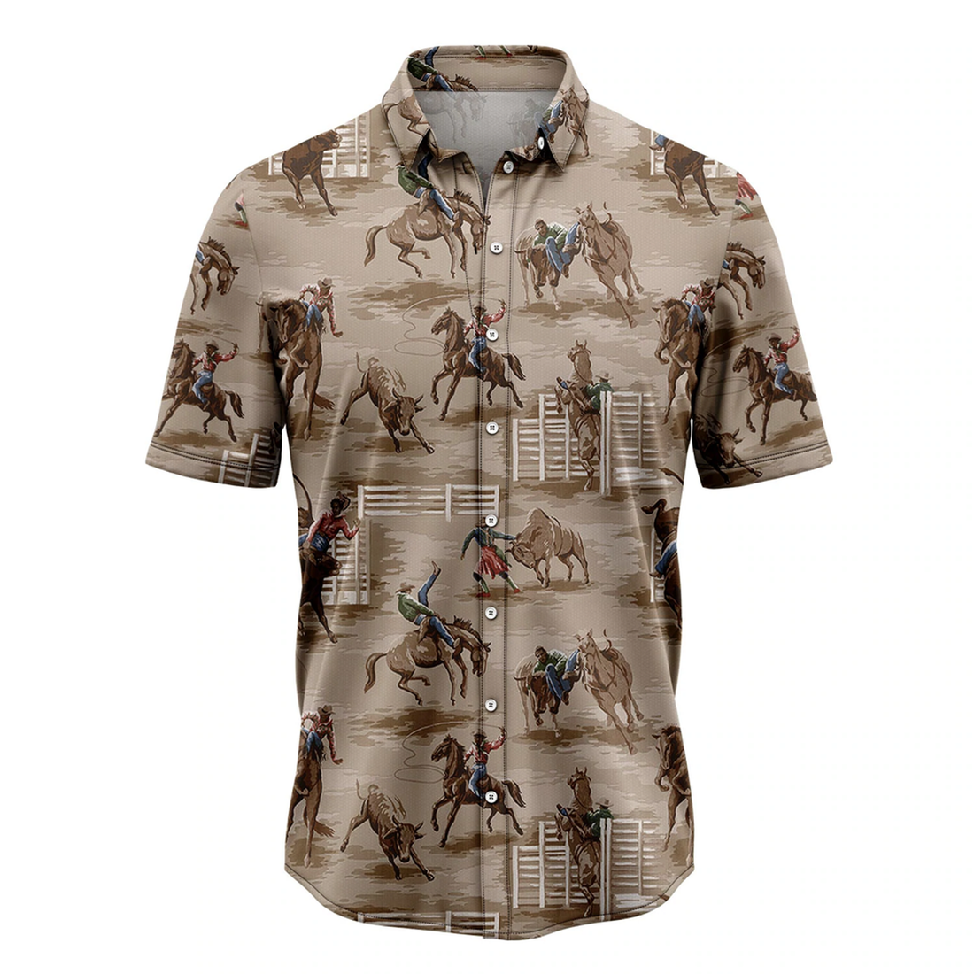 Vintage Cowboy Hawaiian Shirt, Summer Hawaiian Shirts for Men, Aloha Beach Shirt
