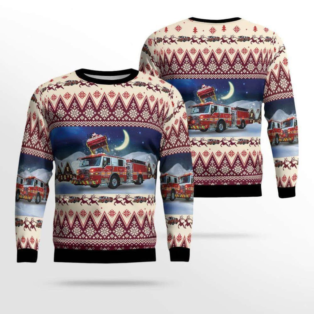 FUNSTUFFPRINT Virginia, Loudoun County Fire and Rescue Ugly Christmas Sweater – Christmas Gifts For Firefighters Ugly  Sweater