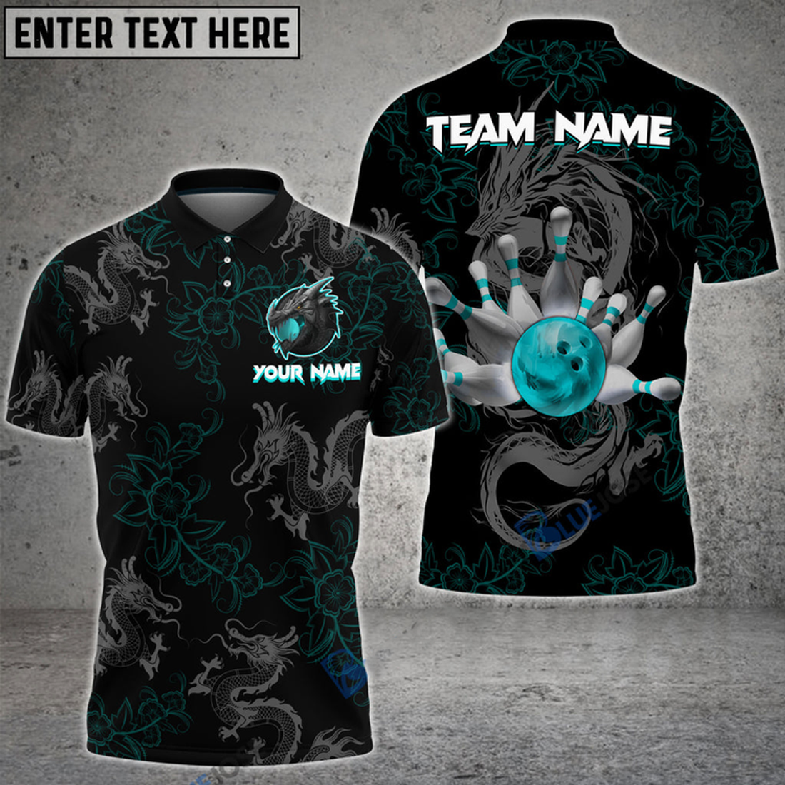 Custom Bowling And Pins Multicolor Mythical Dragon Customized Name 3D Polo Shirt