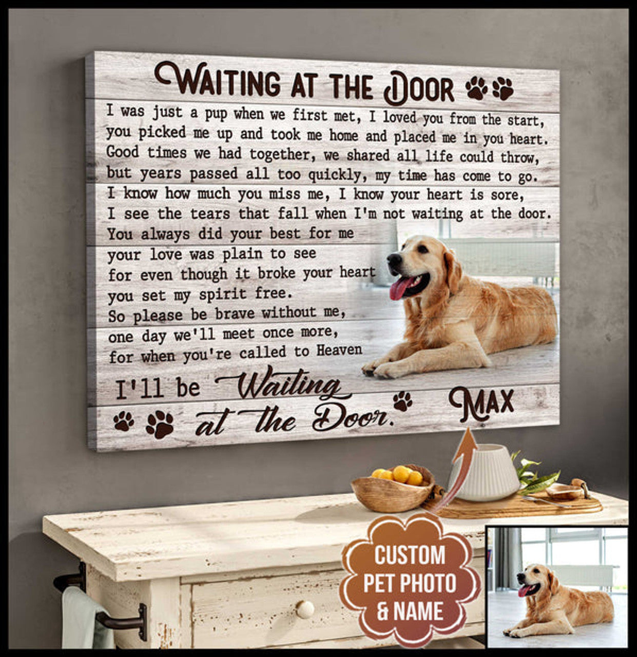 Waiting At The Door Personalized Pet Memorial Canvas Wall Art 1 - Pet Memorial Gifts