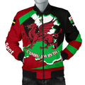 FUNSTUFFPRINT Wales Men's Bomber Jacket, St David's Day with Map and Flag 3D Bomber Jacket