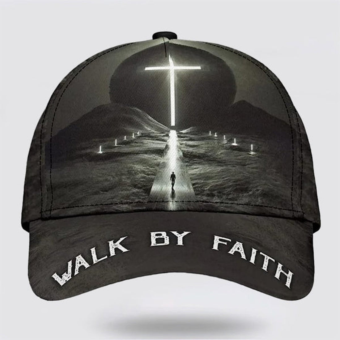 FUNSTUFFPRINT Walk By Faith Cross Classic Hat All Over Print - Christian Hats for Men and Women